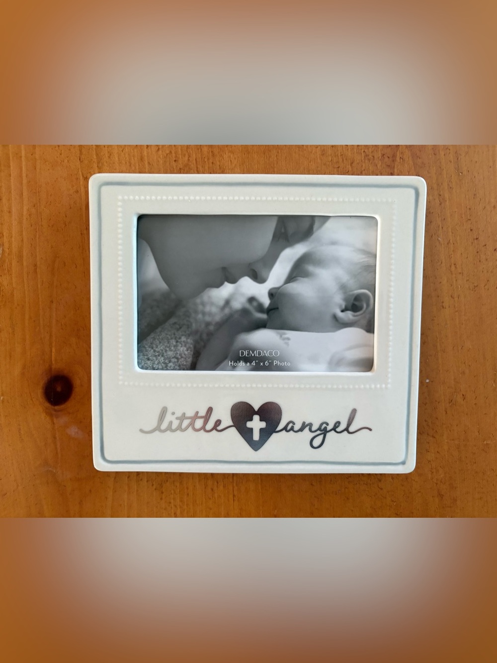 Demdaco White Little Angel Photo Frame with Heart Cross Accent